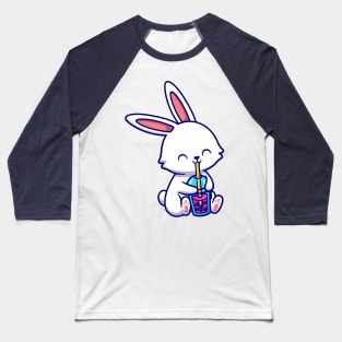 Cute Rabbit Drink Boba Milk Tea Cartoon Baseball T-Shirt